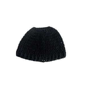 Handmade Crochet Hair Bun Cover Black‎ Womens Hair Accessory